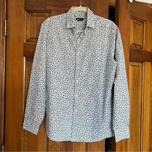 Bar III White and Blue Patterned Shirt